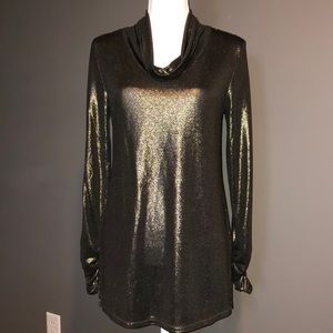 Susan Graver gold shimmering long sleeve tunic